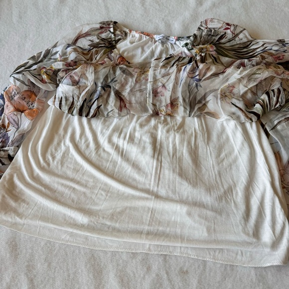 Tempo Paris Flower Print Silk Top Blouse Size M - Picture 12 of 12